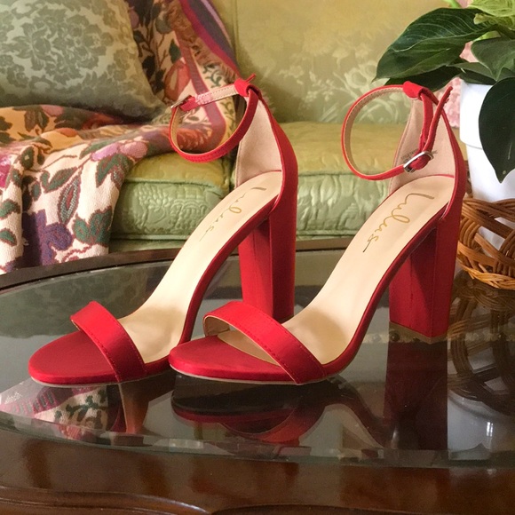 NWOT Red Satin Lulu’s Heels ❤️ - Picture 5 of 7